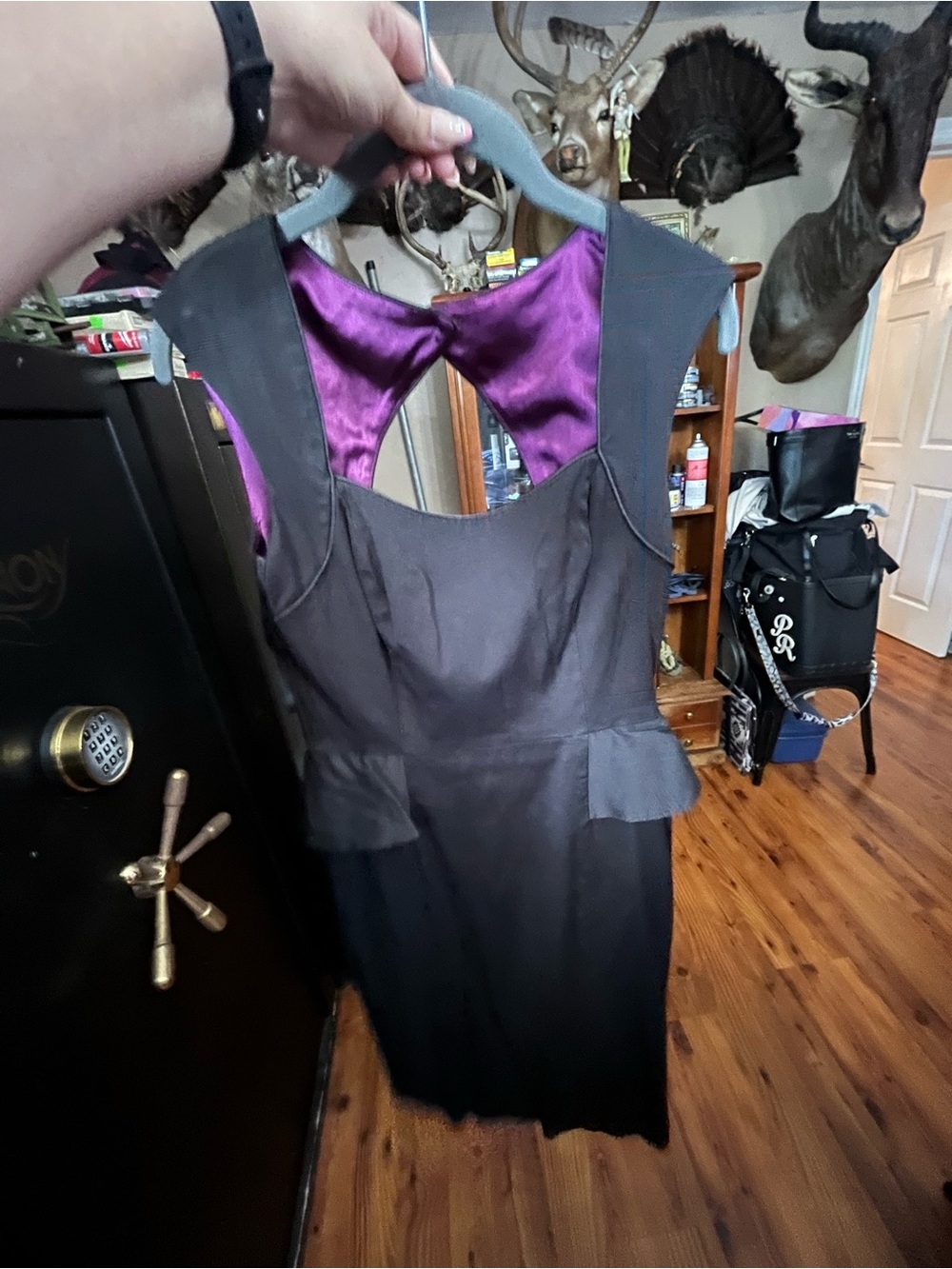 White House Black Market Black Dress with Purple Lining